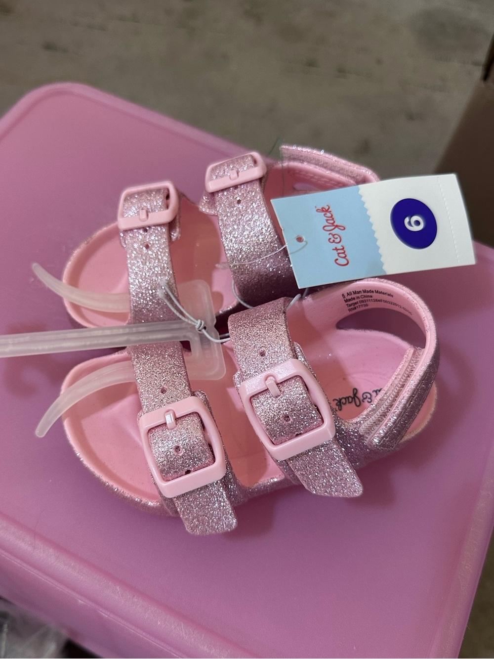Cat & Jack Pink Glitter Girl Sandals